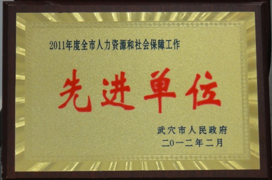 2011年度全市人力資源和社會(huì)保障先進(jìn)單位（黃岡亞?wèn)|）