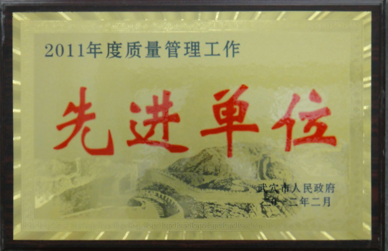 2011年度質(zhì)量管理工作先進(jìn)單位（黃岡亞?wèn)|）