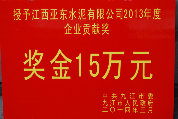 九江市『企業(yè)貢獻獎』（江西亞東）