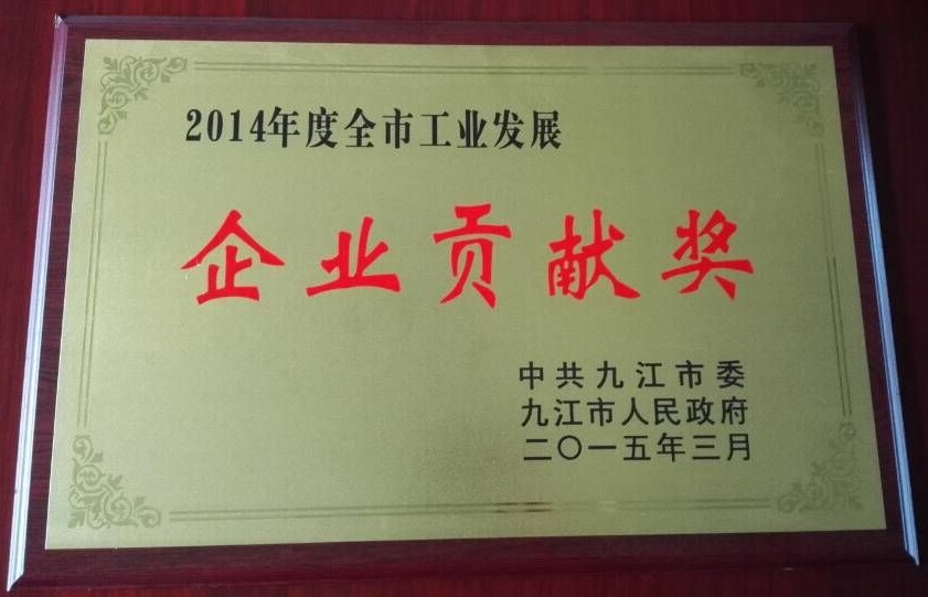 九江市企業(yè)貢獻獎（江西亞東）